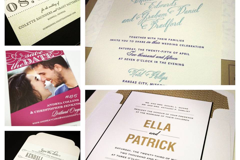 Assorted invitations from catalogs we offer.