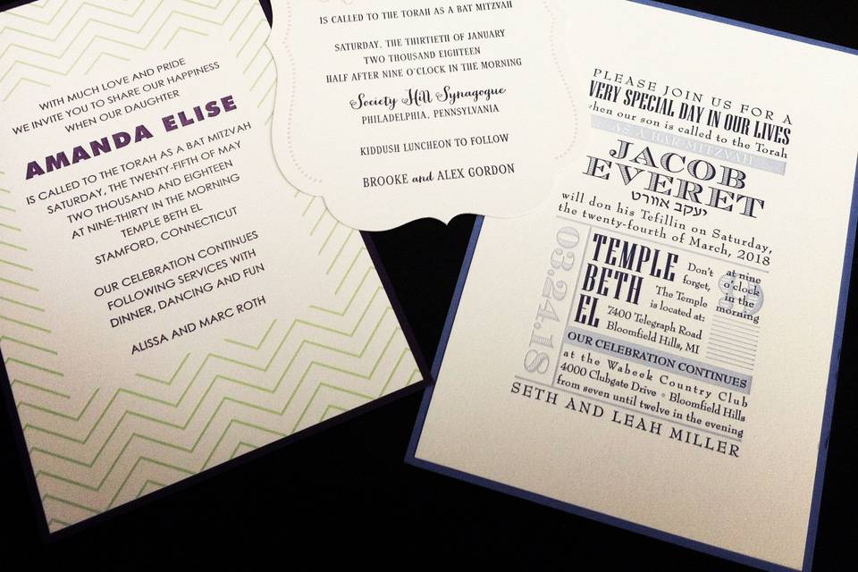 Letterpress invitations by Designer's Fine Press