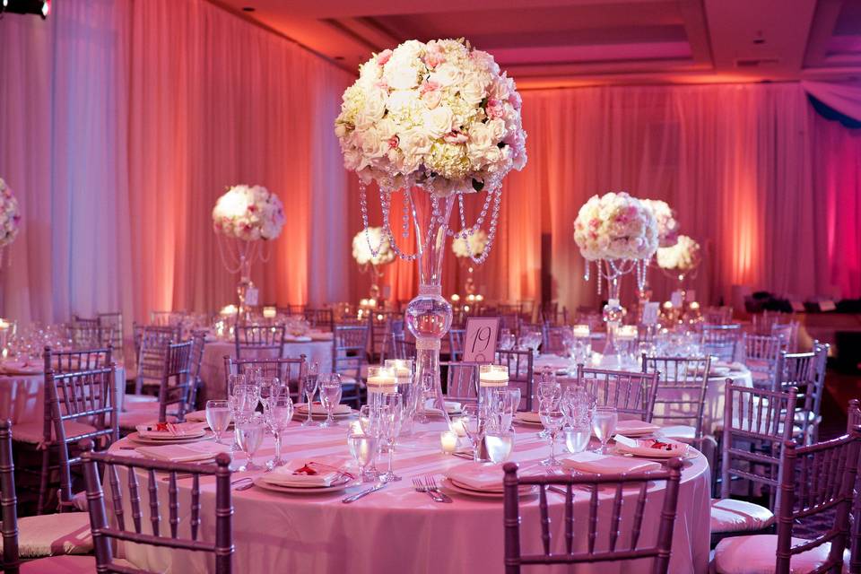 Table setup with centerpiece