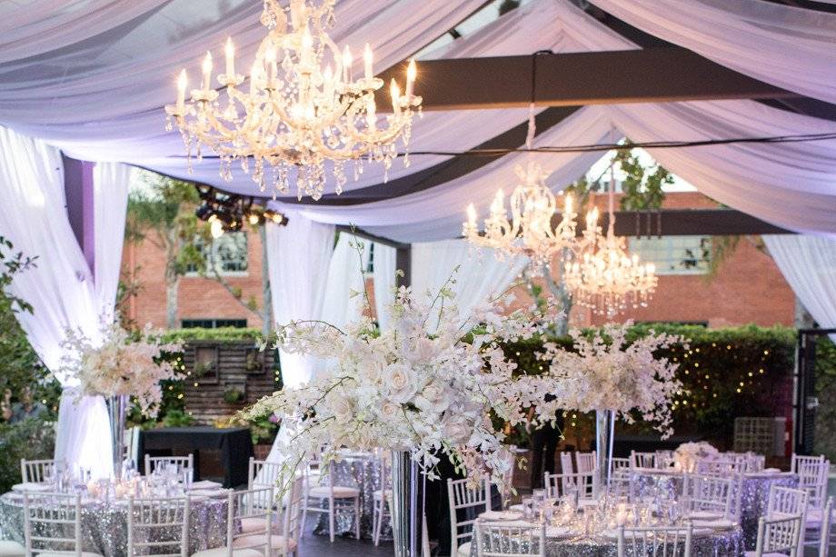 Table setup with centerpiece