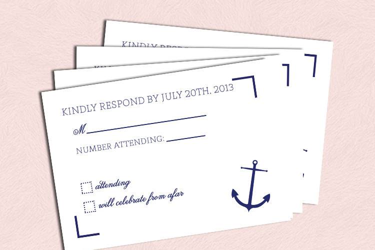 Nautical/Beach Theme Wedding Invitation Response Cards