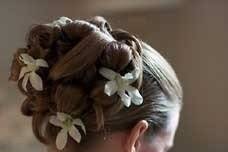 Wedding updo with flowers