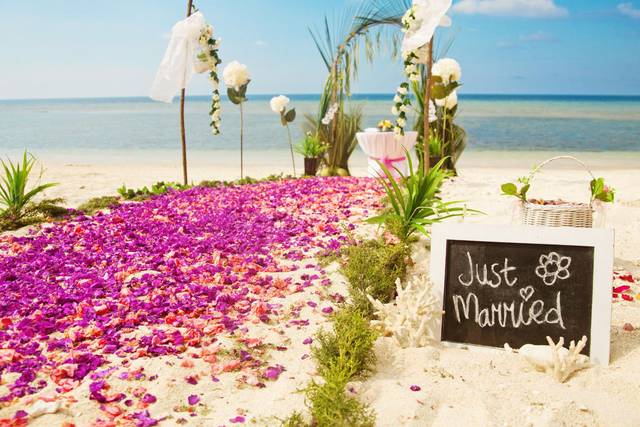 Just Married on the Beach