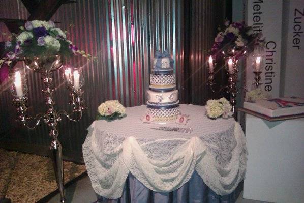 Freestanding silver candelabra were used at both the ceremony and reception