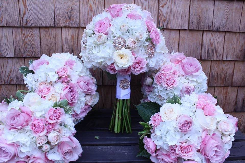 Pink and white flowers