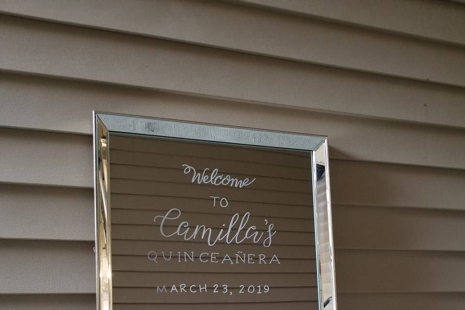 Quinceanera Party Mirror Sign