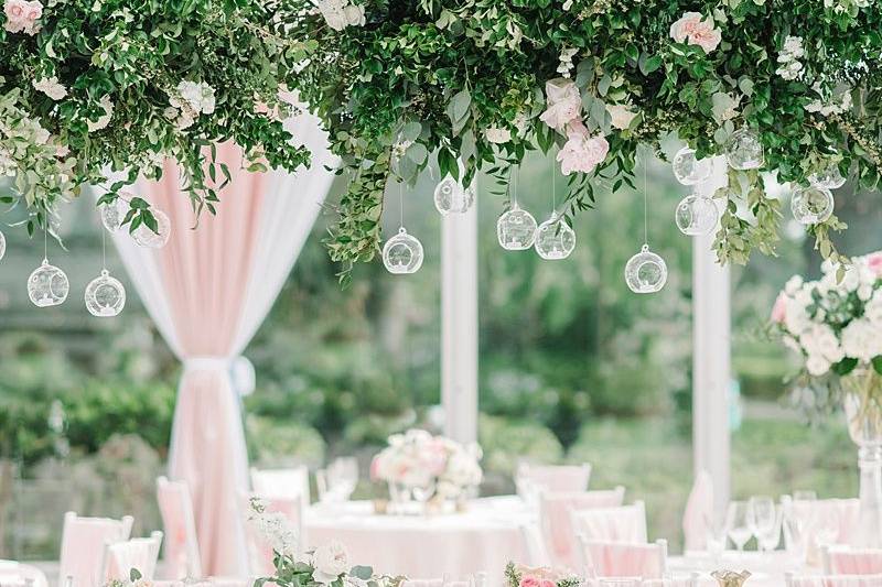 Pink long tables