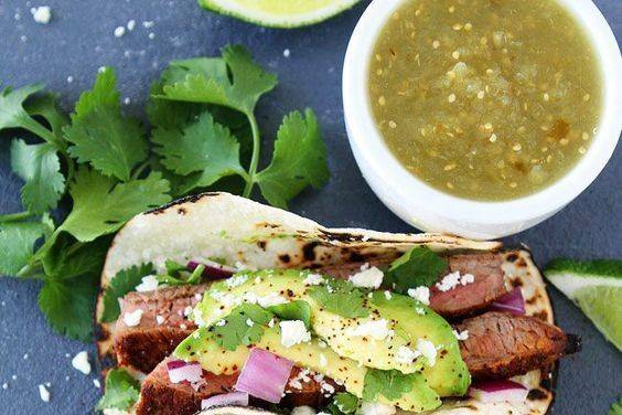 Tacos with sliced avocado