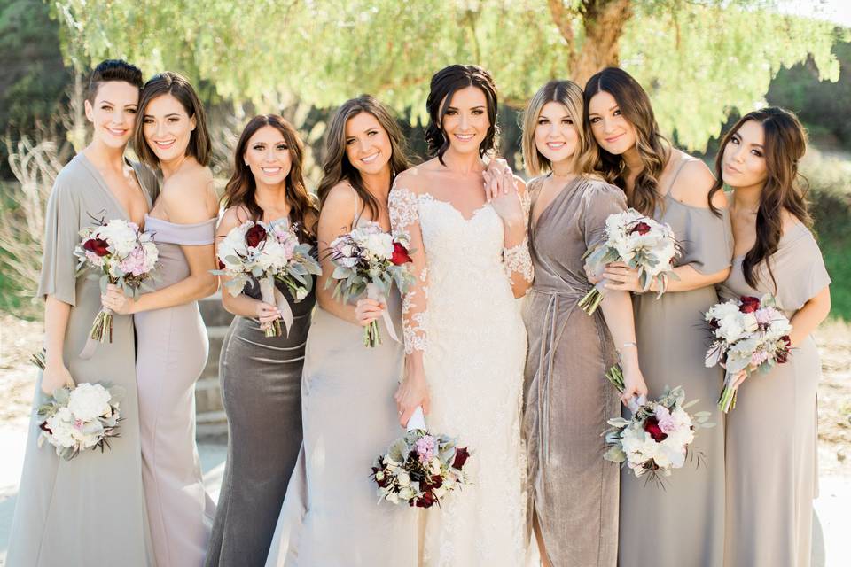 The bride with her bridesmaids