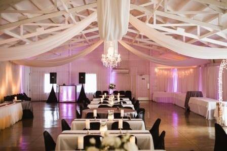 Table setup with flower centerpiece