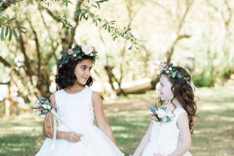Flower girl crowns and wands