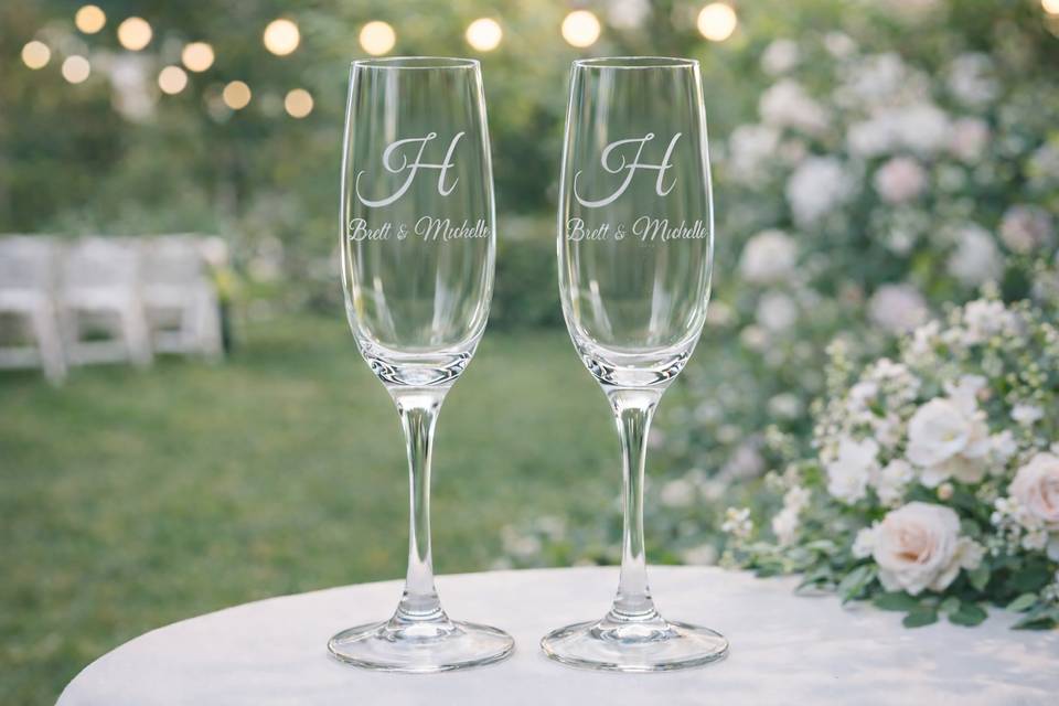 Monogram Toasting Flutes