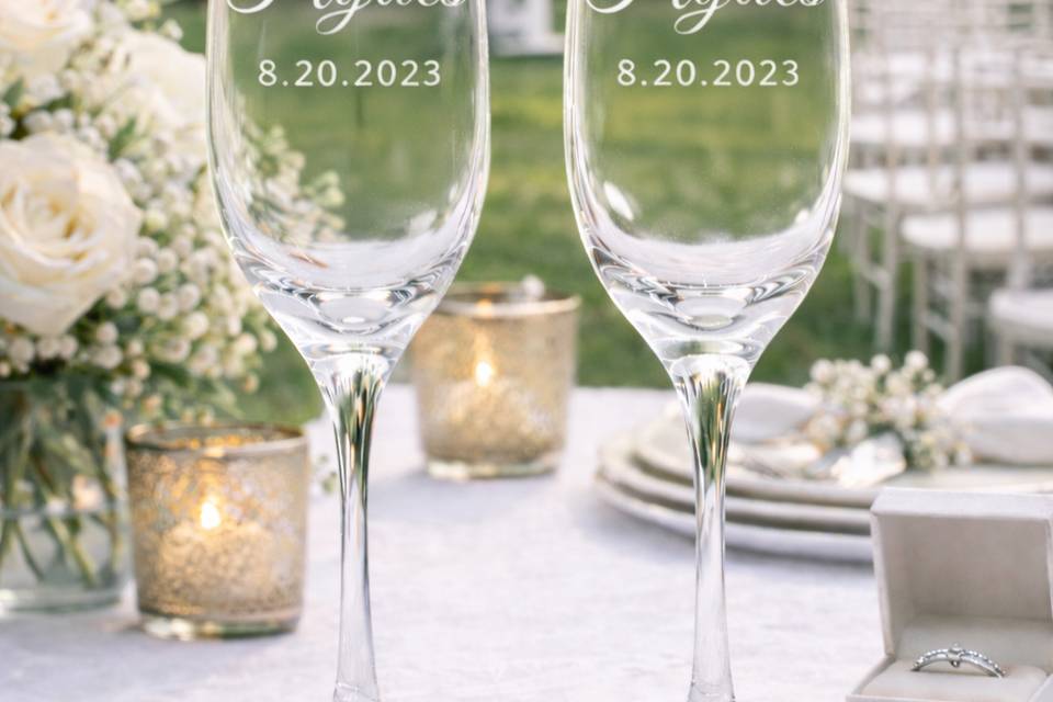Last Name Toasting Flutes