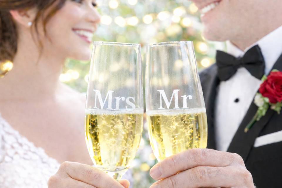 Bride and Groom Toasting