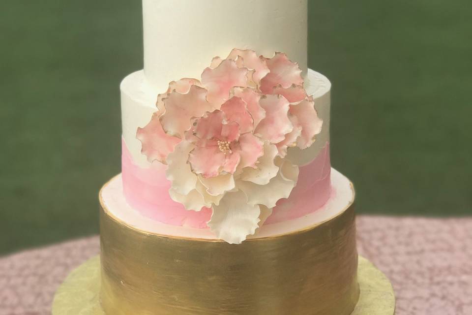 Blush pink and gold cake