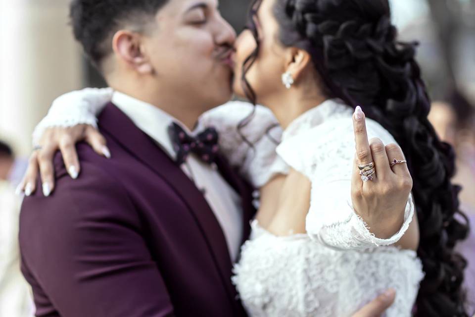 She showed her wedding finger