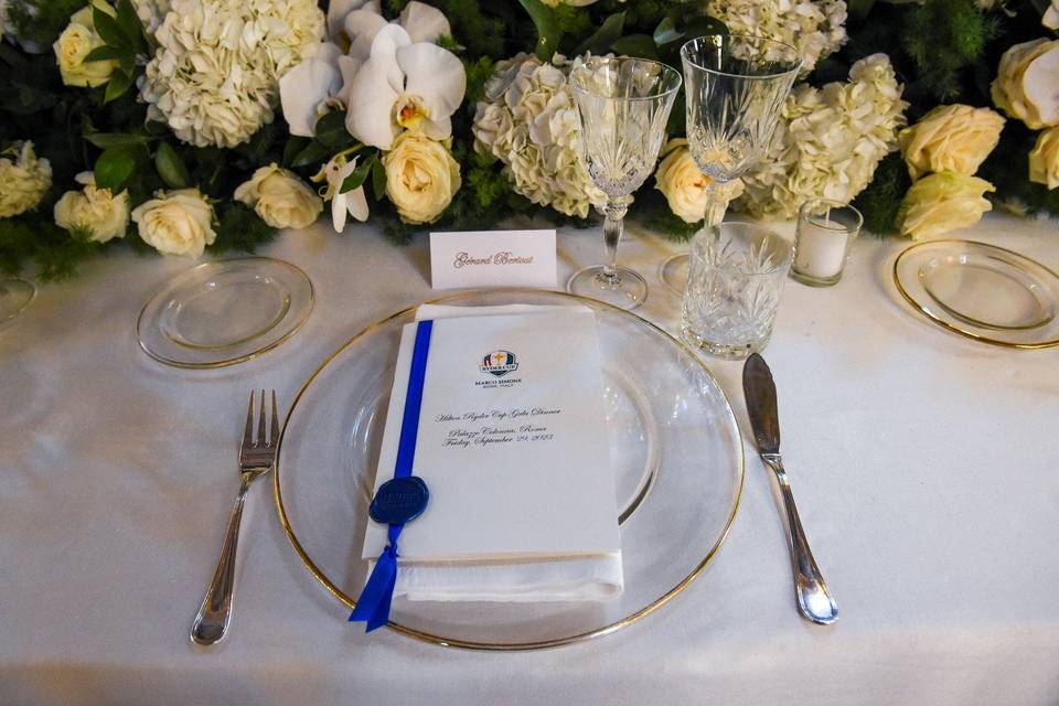 Placecard and menu Ryder cup