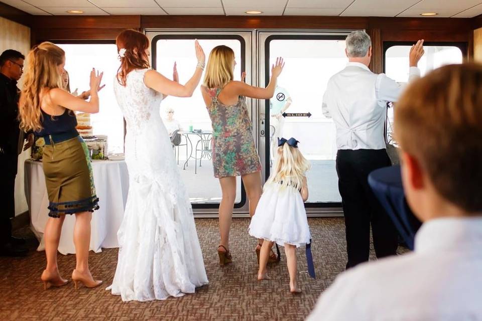 Celebrating with a reception out at sea at the same location where they were married - on the SOLARIS Yacht.