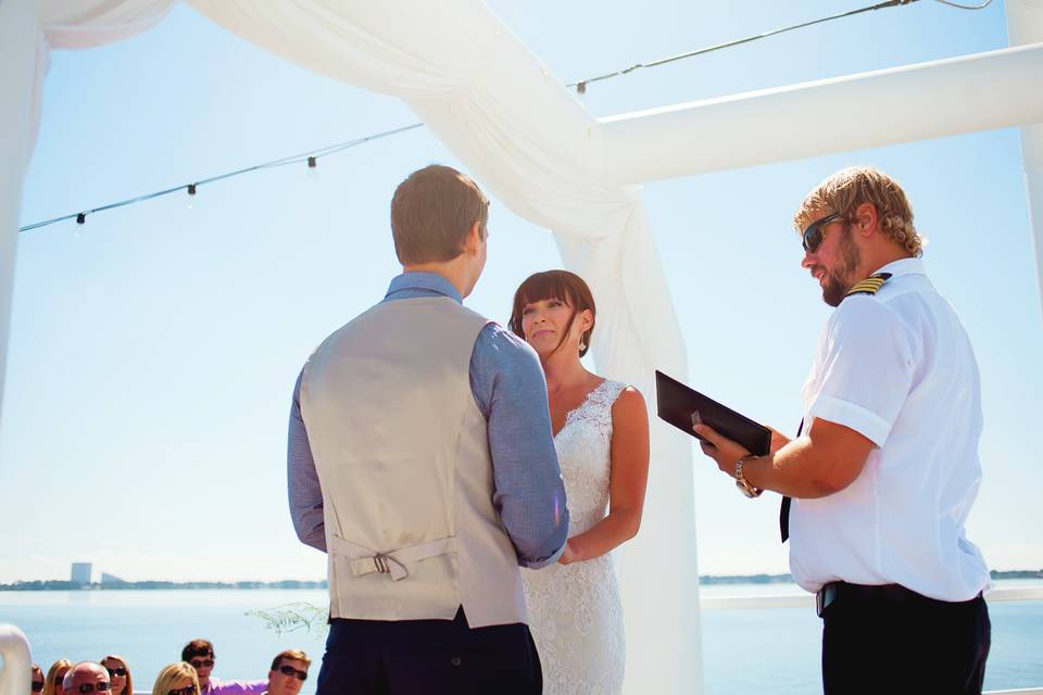 Married on the sky deck by Captain Matt on the SOLARIS Yacht