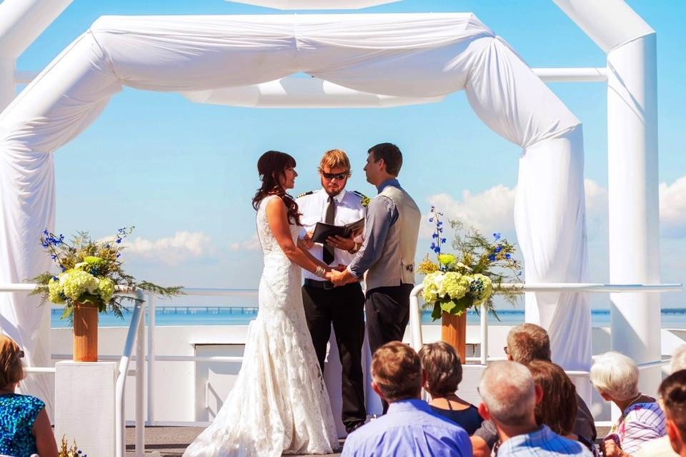 Married out at sea on the SOLARIS Yacht sky deck by Captain Matt