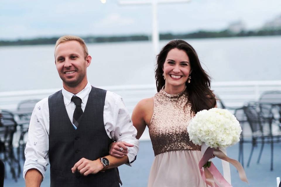 Congrats to Alex and Rob on their romantic Destin wedding and reception on the SOLARIS yacht.