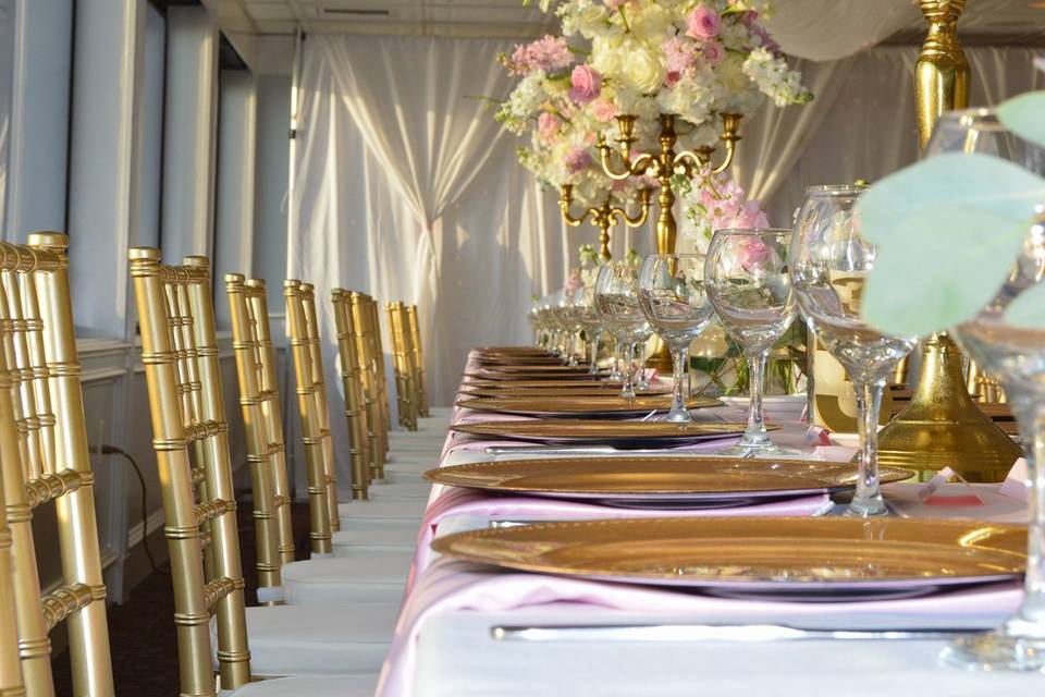 Amazing daytime wedding and reception on the SOLARIS Yacht Sandestin Florida. Floral design by in-house wedding planners, services included in packages