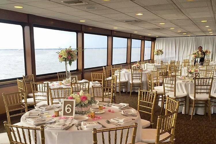 Romantic reception on the SOLARIS Yacht Sandestin Florida, created by in-house wedding planners
