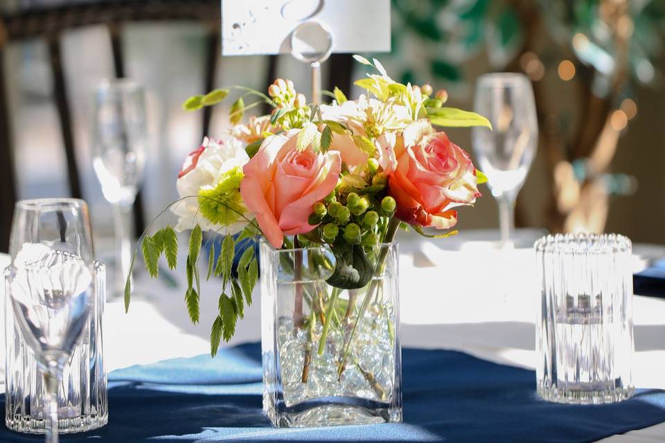 Table setup with centerpiece