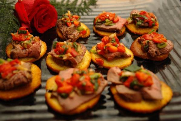 Beef with Red Pepper Relish Canapes