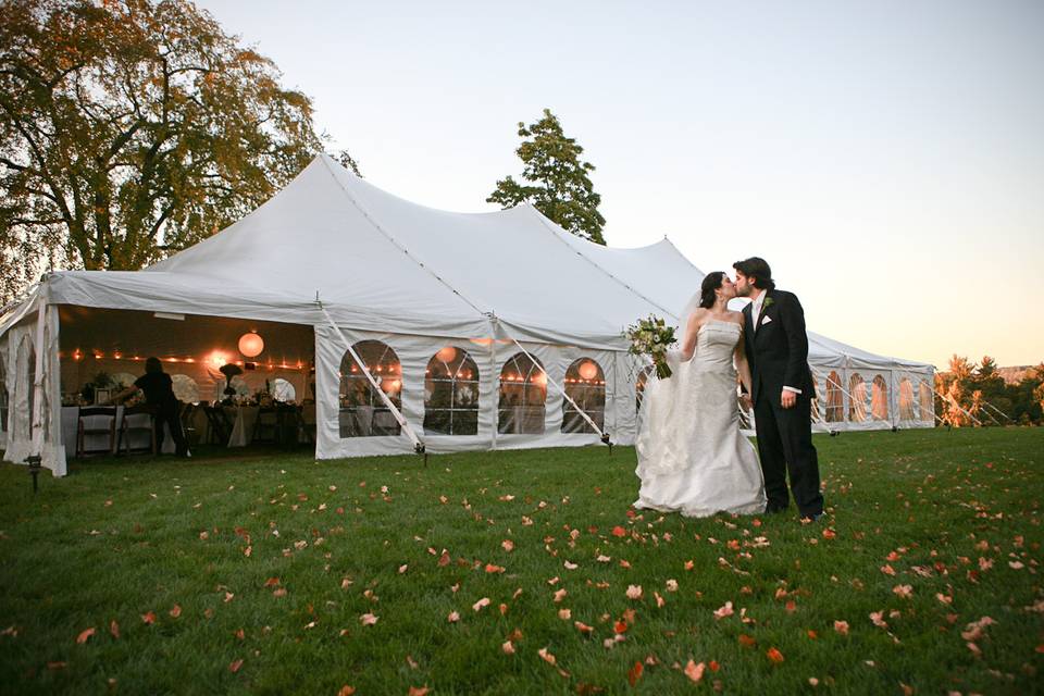 West Lawn tent at sunset