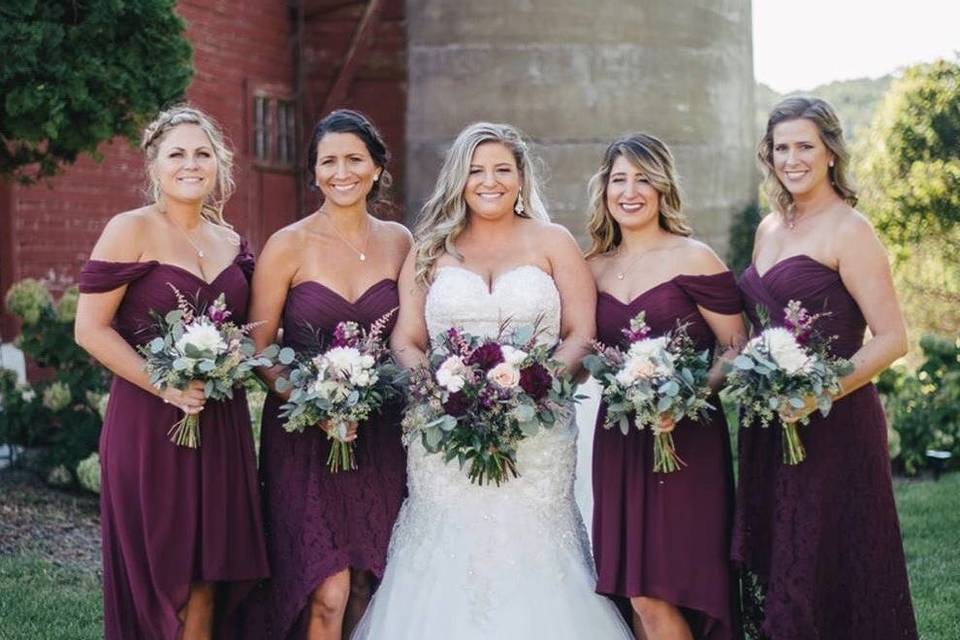 Bride and bridesmaid