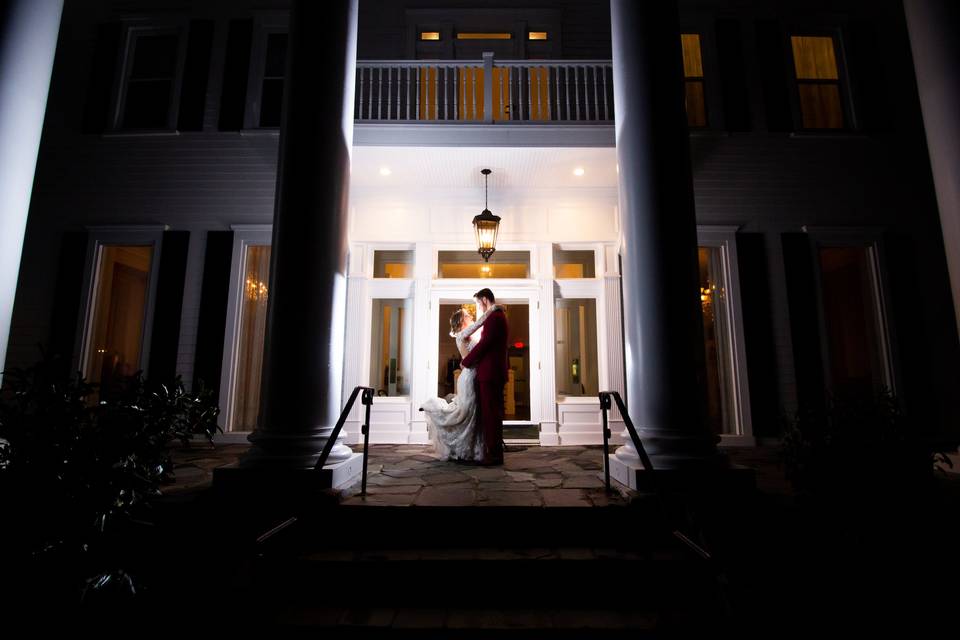 Kiss on the porch