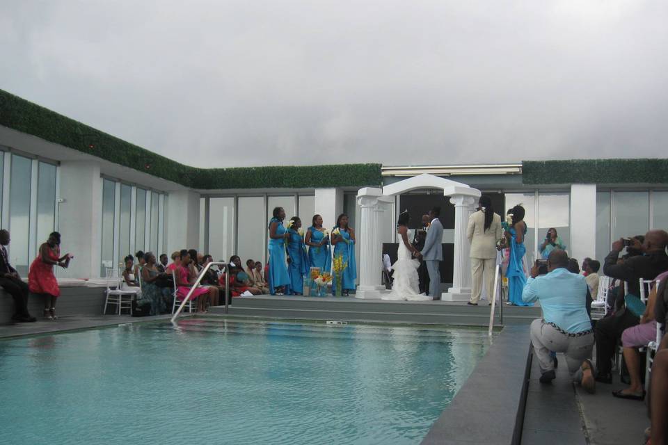 Poolside wedding