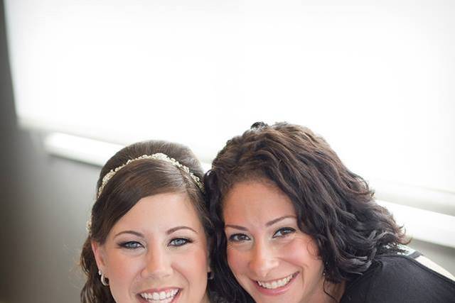 Bride Resa & I after makekup application