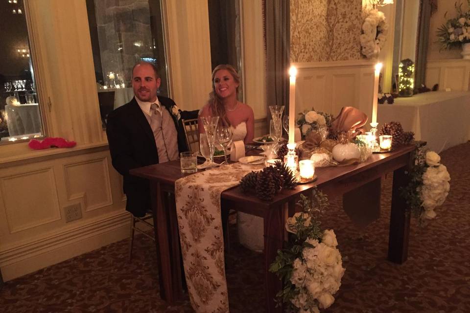 Andrew and Nicole Nault :: October 17, 2015
Nicole's mom had us build and personalize a table for her daughter's upcoming wedding. She presented the bride-to-be with the table at her bridal shower and then the couple used the table at their reception! A true gift for the ages!