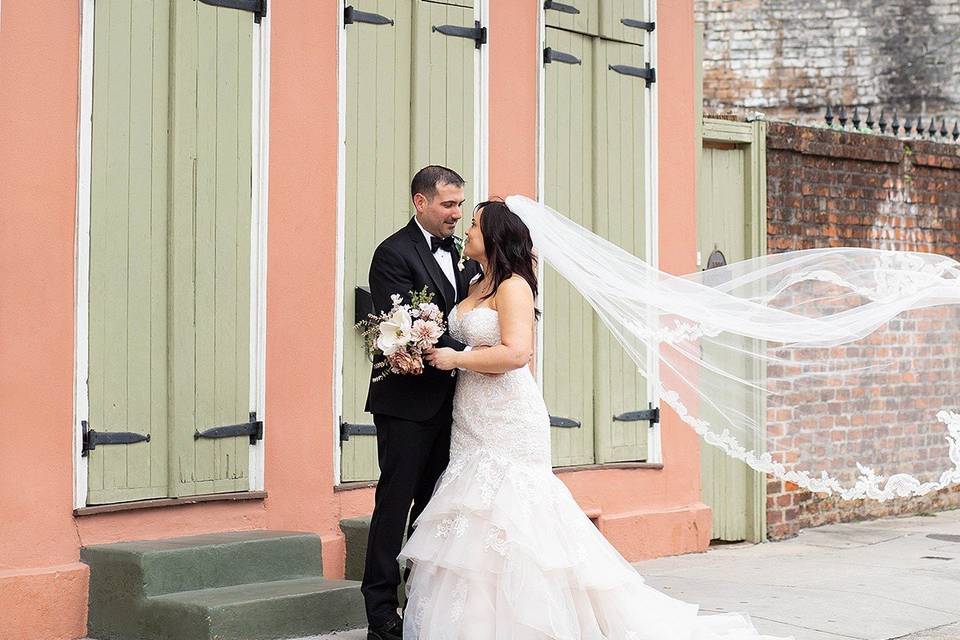 Bride and groom first look