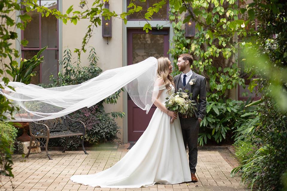 Bride and groom first look