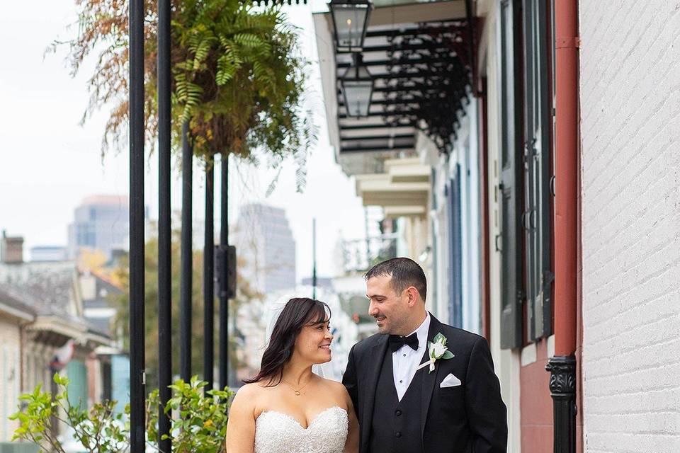 Bride and groom in New Orleans