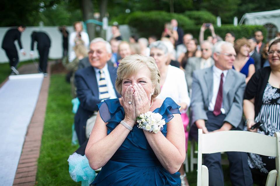 Mother of bride crying