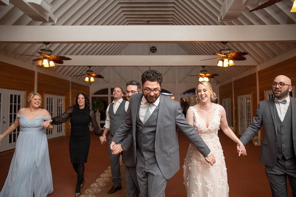 Bride and groom dancing