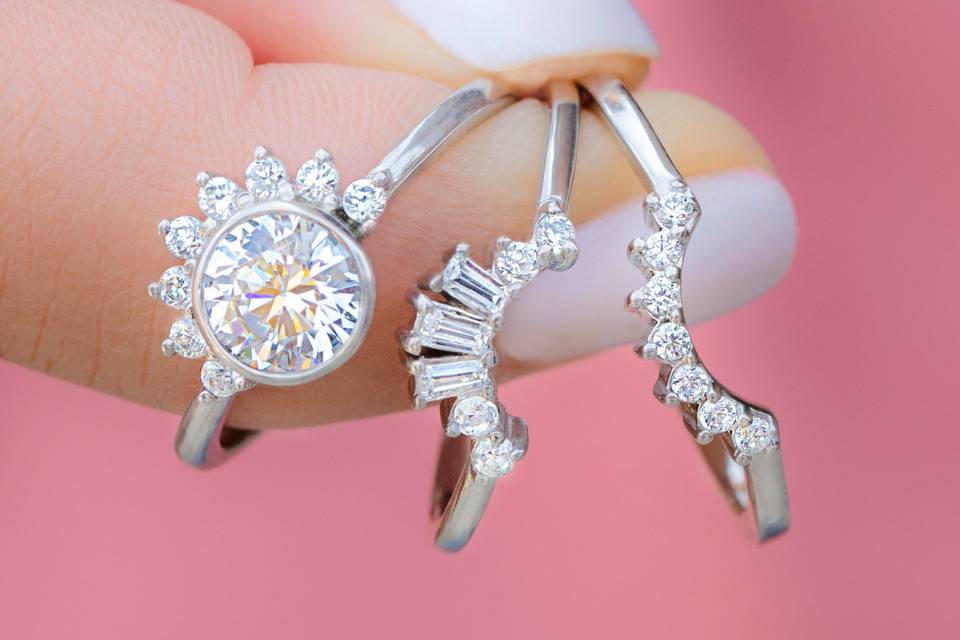 Three part diamond ring set