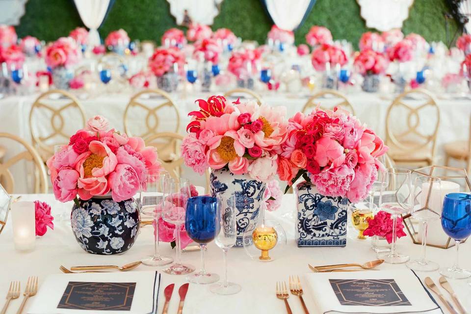 Floral decor and table setting