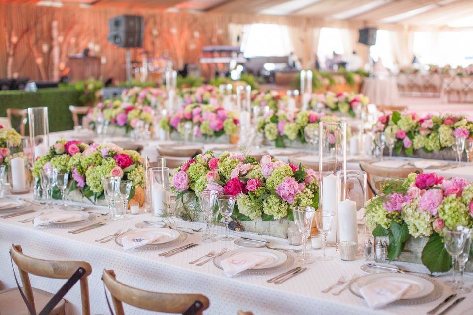 Floral decor on tables