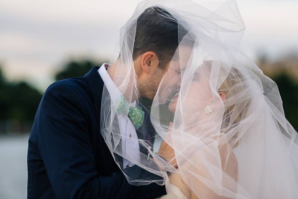 Kissing under veil