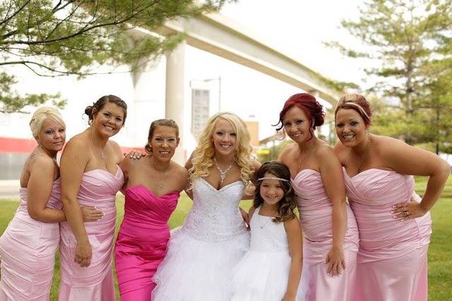 Bride with bridesmaids