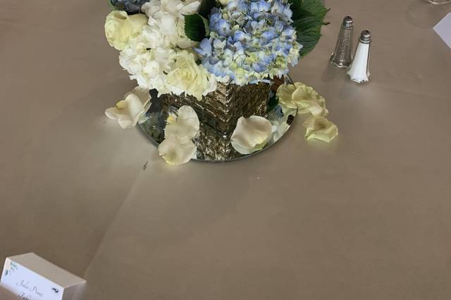 Hydrangeas pale blues centerpi