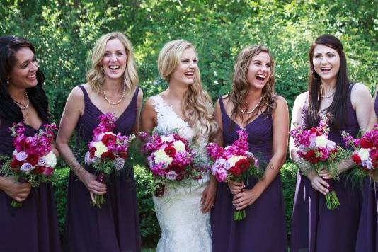Purple colored bouquets