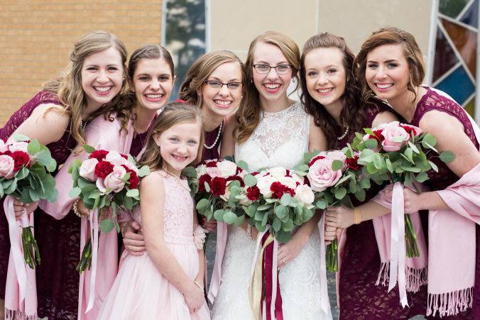 The bride and bridesmaids