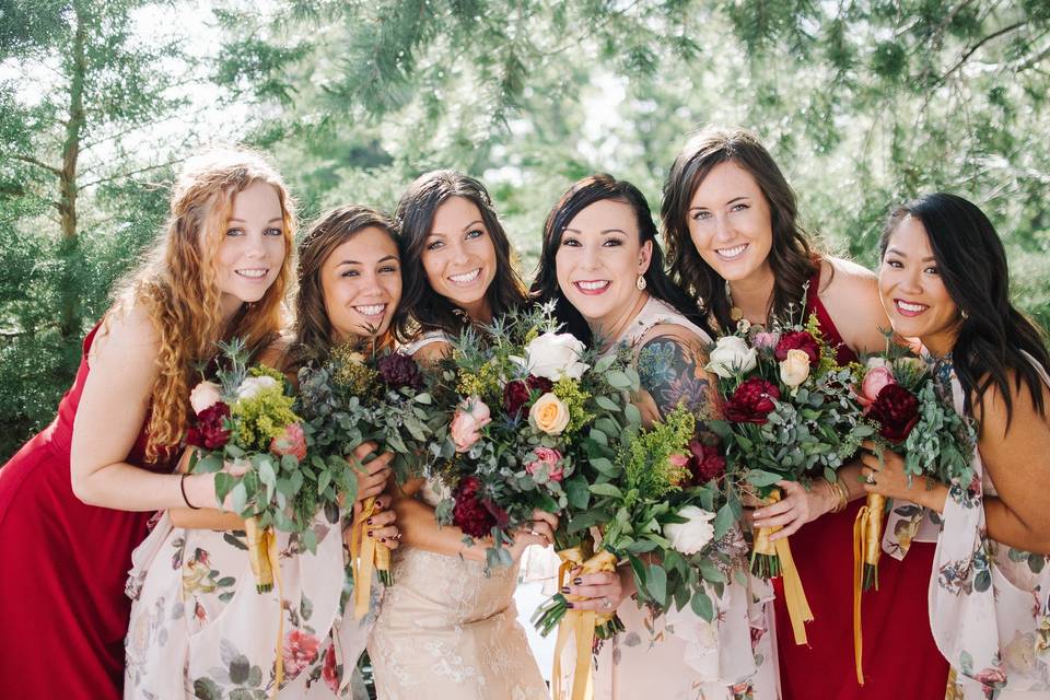 The bride and bridesmaids