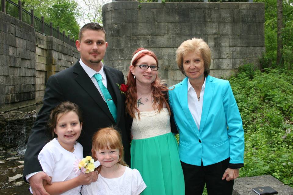 Pastor Deb Helton posing with the guests